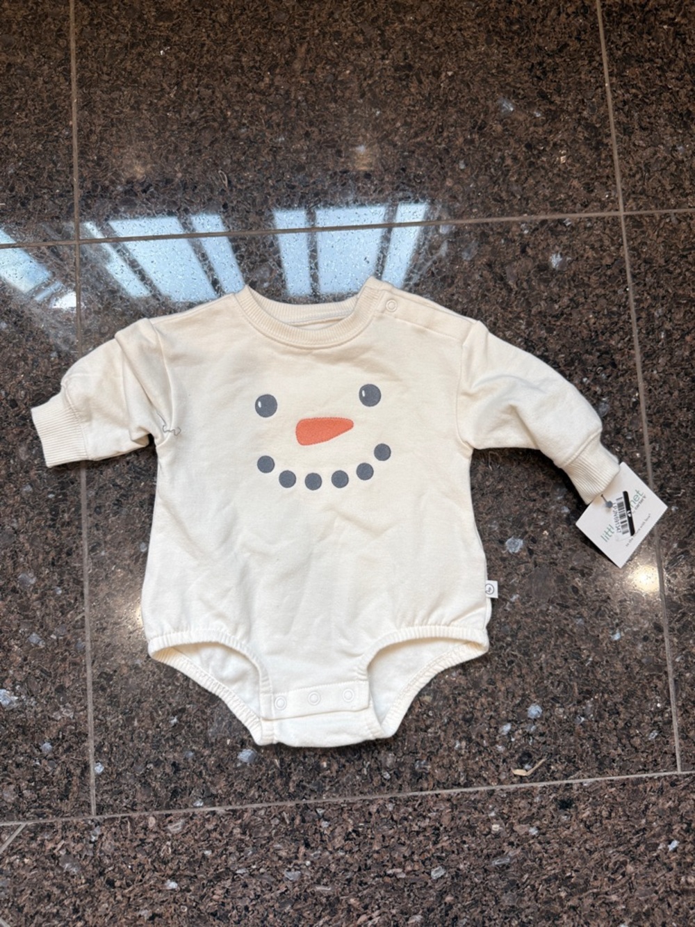 Cream Snowman Face Baby One-Piece Bodysuit